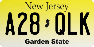 NJ license plate A28QLK