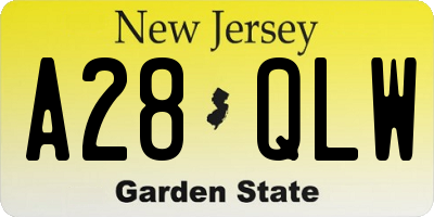 NJ license plate A28QLW