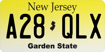 NJ license plate A28QLX