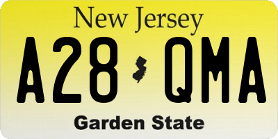 NJ license plate A28QMA