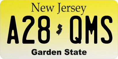 NJ license plate A28QMS