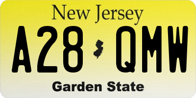 NJ license plate A28QMW