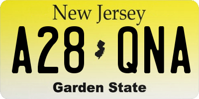 NJ license plate A28QNA