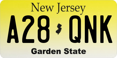 NJ license plate A28QNK