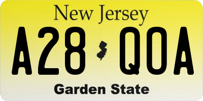 NJ license plate A28QOA
