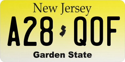 NJ license plate A28QOF