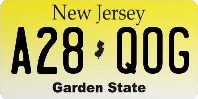 NJ license plate A28QOG