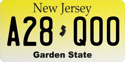 NJ license plate A28QOO