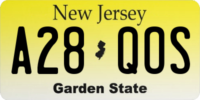 NJ license plate A28QOS