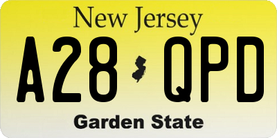 NJ license plate A28QPD