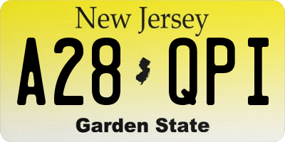 NJ license plate A28QPI
