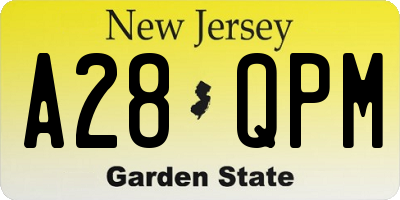 NJ license plate A28QPM