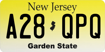 NJ license plate A28QPQ