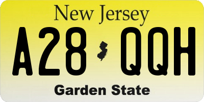 NJ license plate A28QQH