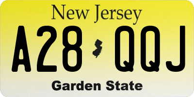 NJ license plate A28QQJ