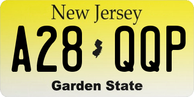 NJ license plate A28QQP