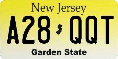 NJ license plate A28QQT