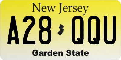 NJ license plate A28QQU