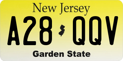 NJ license plate A28QQV