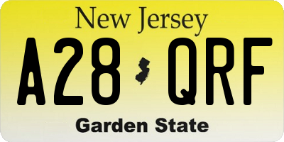 NJ license plate A28QRF