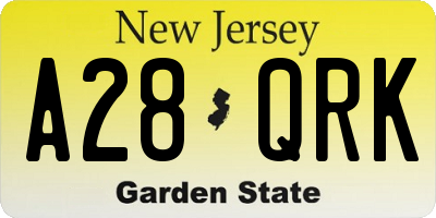 NJ license plate A28QRK