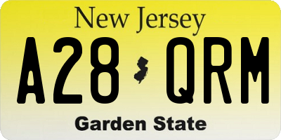 NJ license plate A28QRM