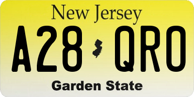 NJ license plate A28QRO