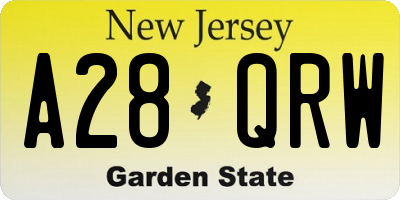 NJ license plate A28QRW