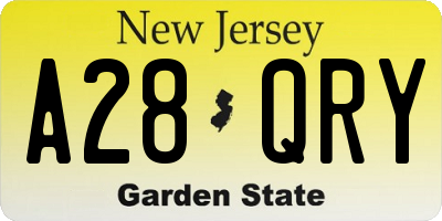 NJ license plate A28QRY