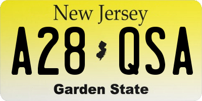 NJ license plate A28QSA