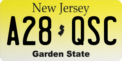 NJ license plate A28QSC