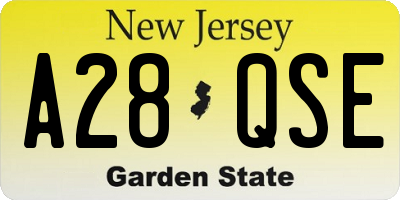 NJ license plate A28QSE