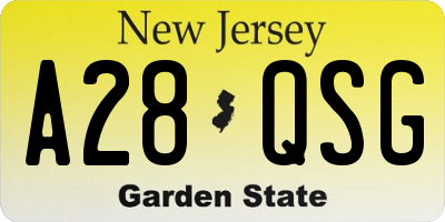 NJ license plate A28QSG