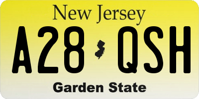 NJ license plate A28QSH