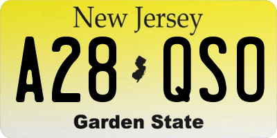 NJ license plate A28QSO