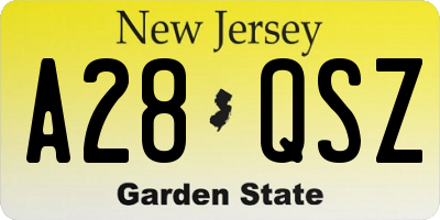 NJ license plate A28QSZ