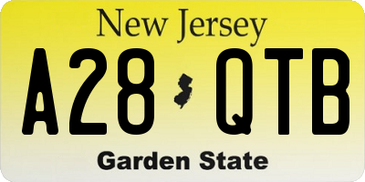 NJ license plate A28QTB