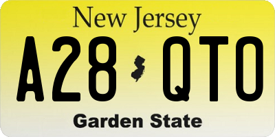 NJ license plate A28QTO