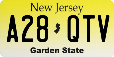 NJ license plate A28QTV