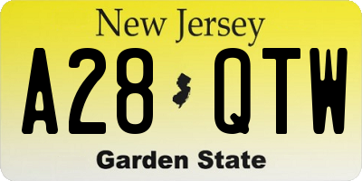 NJ license plate A28QTW
