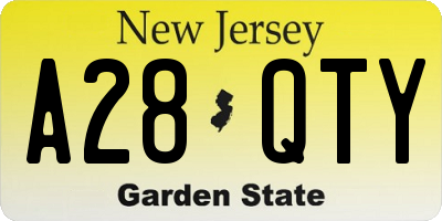 NJ license plate A28QTY