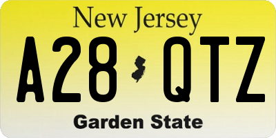 NJ license plate A28QTZ