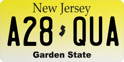 NJ license plate A28QUA