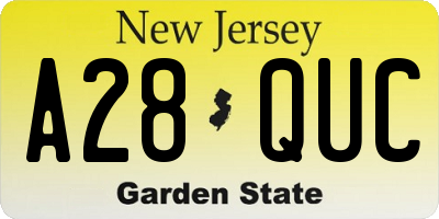 NJ license plate A28QUC