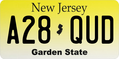 NJ license plate A28QUD