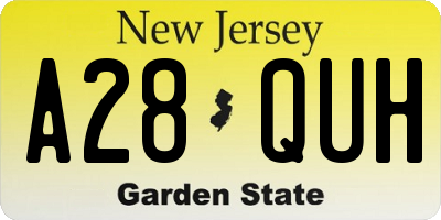 NJ license plate A28QUH