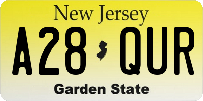 NJ license plate A28QUR