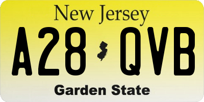 NJ license plate A28QVB