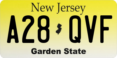 NJ license plate A28QVF