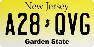 NJ license plate A28QVG